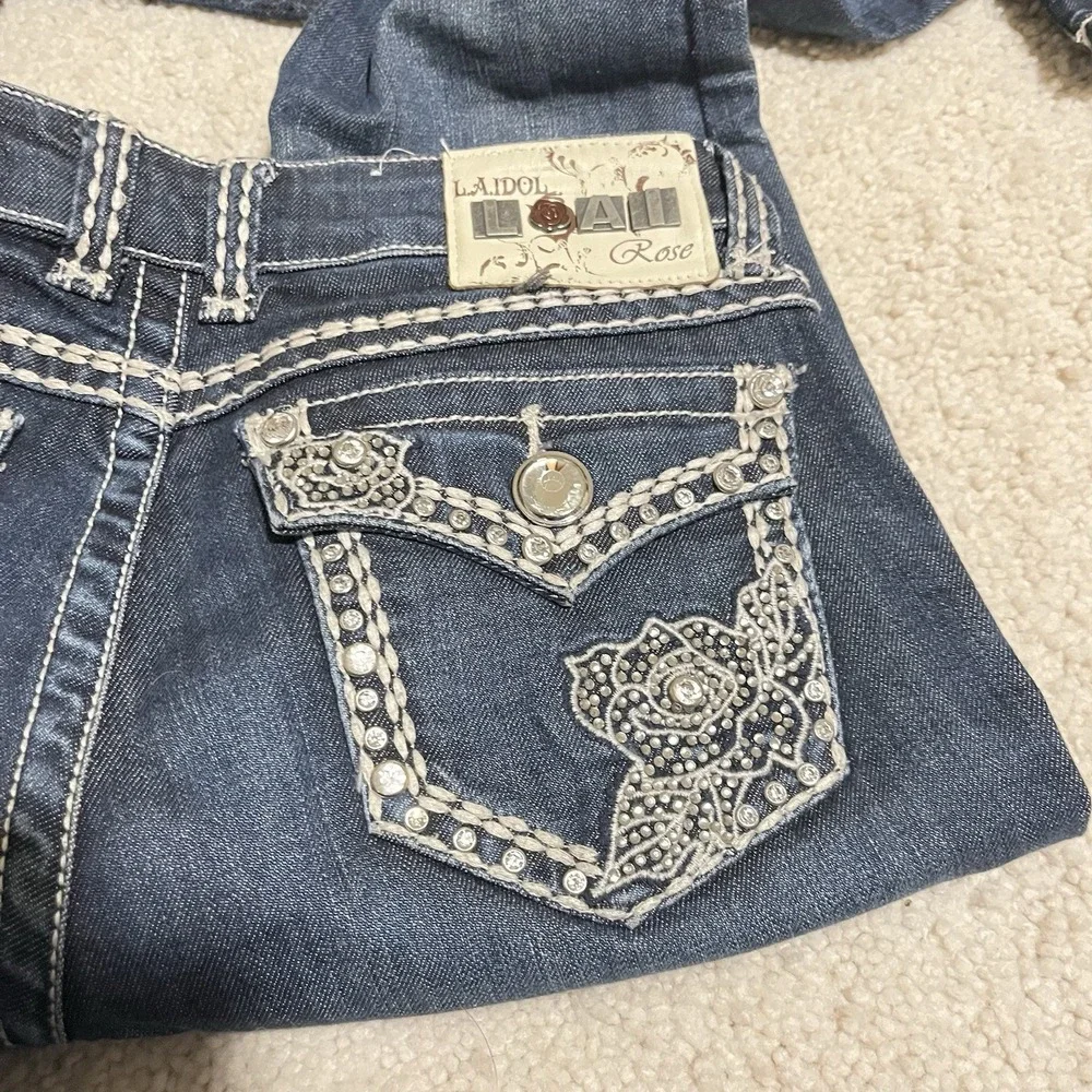 L.A. Idol USA Embellished Large Stitch Jeans Size 7 Women's 30 W 31.5Inseam NWOT